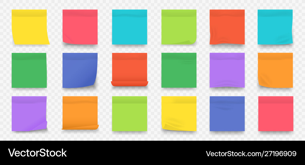 Sticky notes square colored blank notepad pages Sticky notes square colored blank notepad pages vector image
