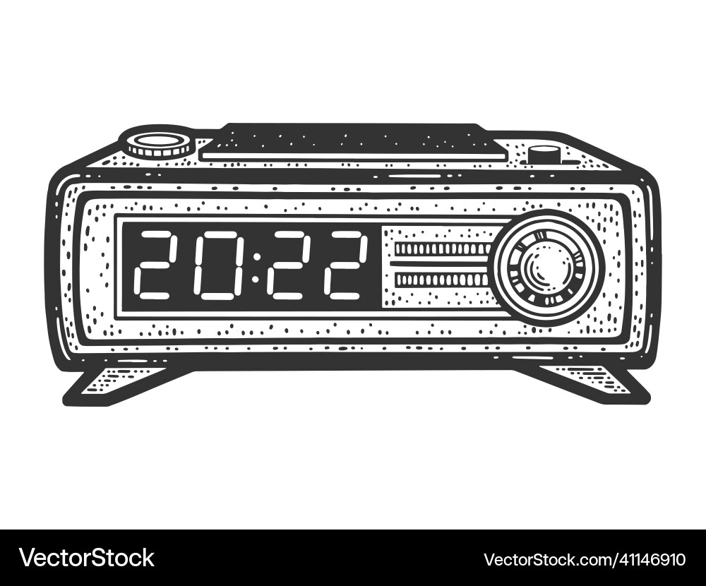 2022 radio alarm clock sketch 2022 radio alarm clock sketch Vector Image
