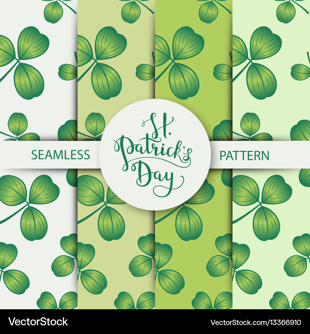Clover Pattern Set - St. Patrick's Day vector image