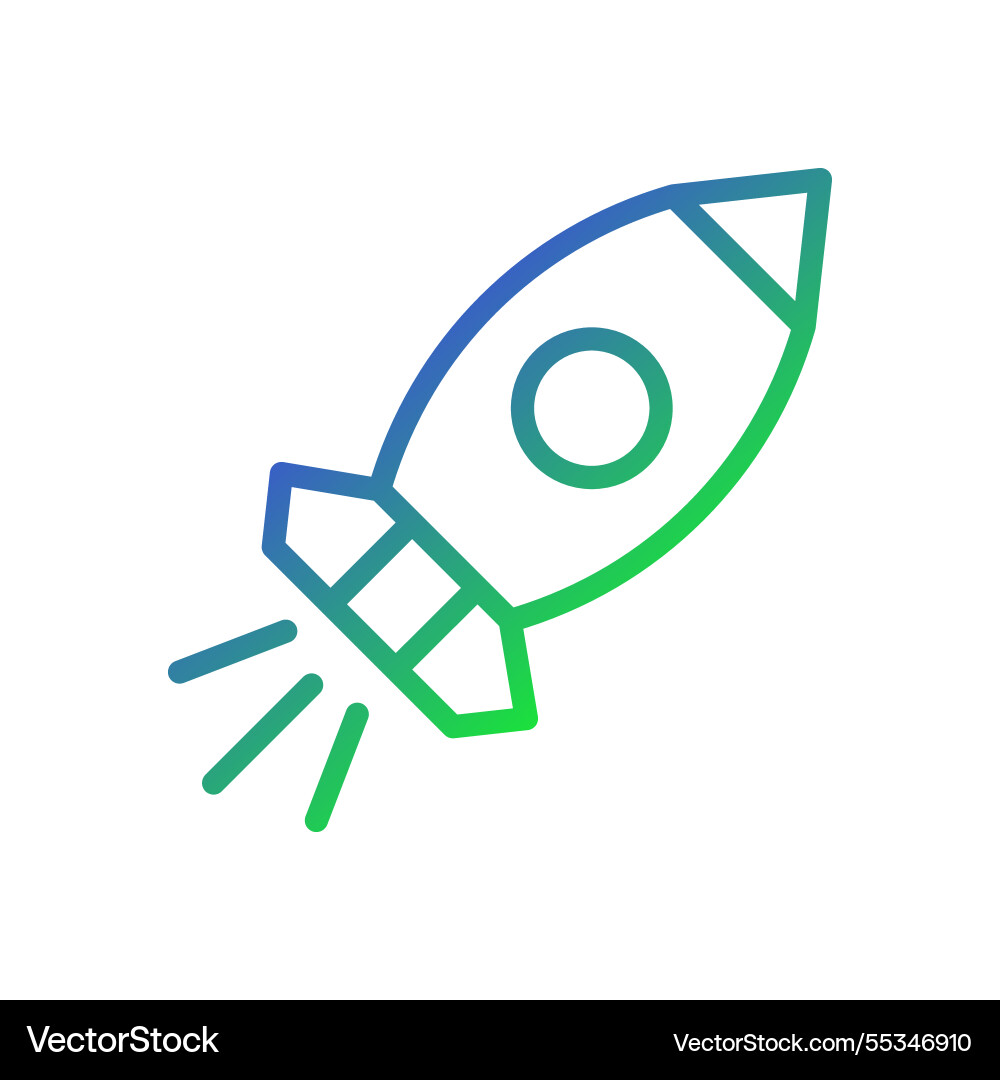 Gradient rocket launch icon on isolated background Vector Image