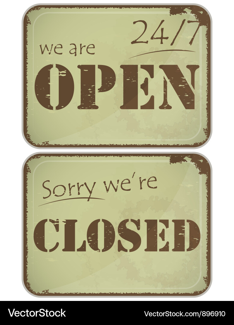 Grunge Open & Closed Signs vector image