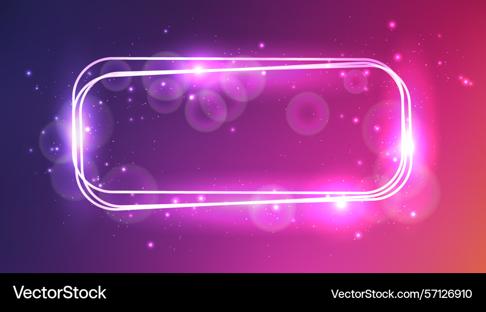 Neon rectangular frame with shining effects Neon rectangular frame with shining effects vector image