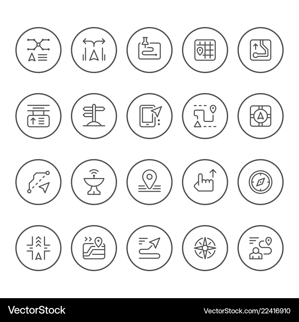 Set round line icons of navigation Set round line icons of navigation vector image