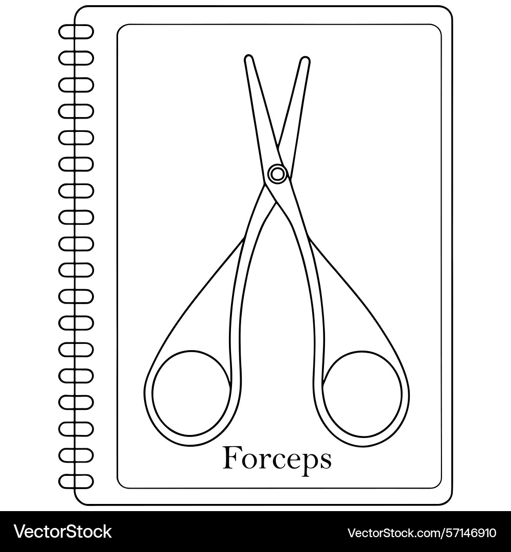 Spiral notebook page showing line drawing vector image