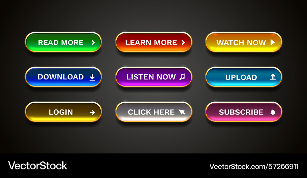 Click here button set link mouse vector image