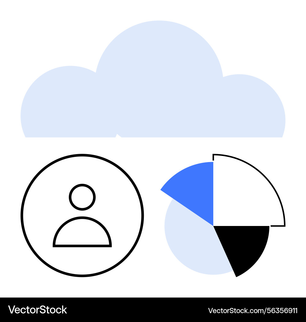 Cloud storage with user avatar and pie chart Vector Image