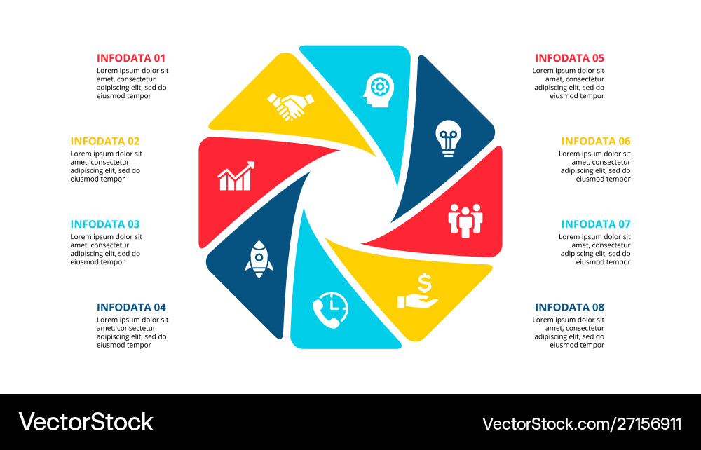 Eight-Step Cycle Diagram - Process Flow vector image