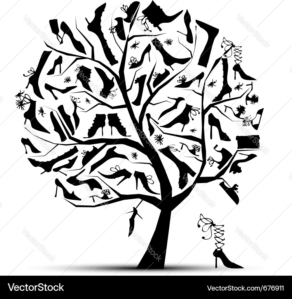 Elegant Shoe Silhouette Tree Vector Image
