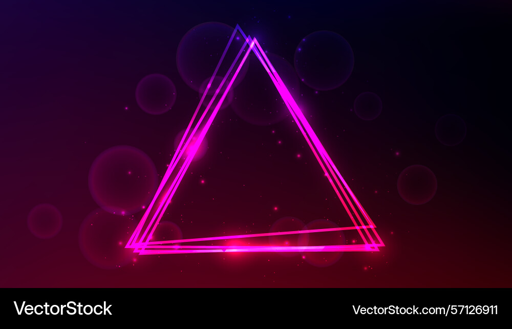 Neon triangular frame with shining effects Neon triangular frame with shining effects vector image
