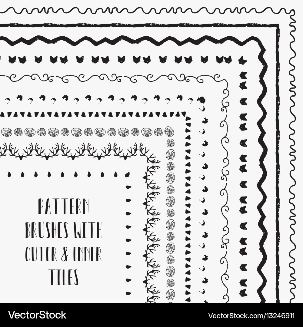 Pattern Brushes - Tiles & Corners Vector Image