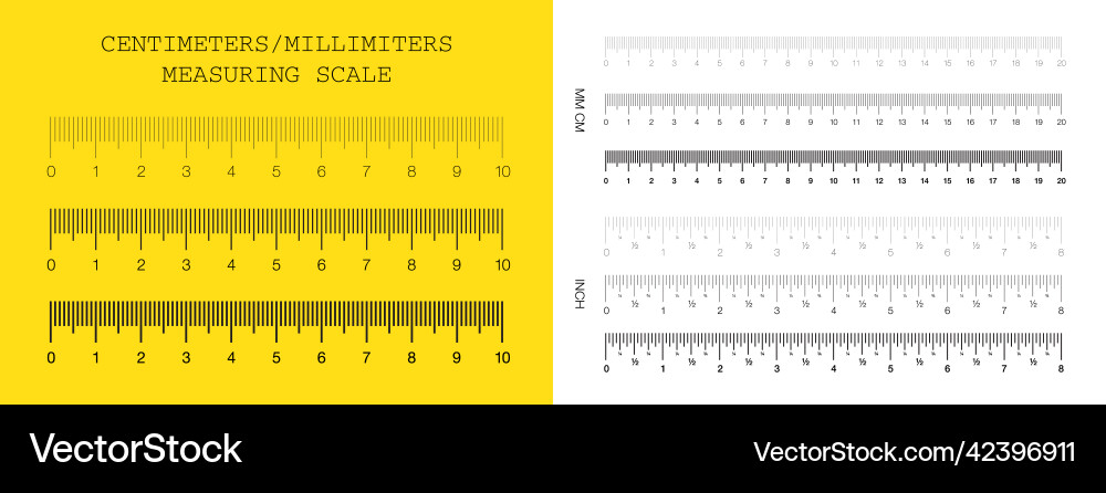 Ruler measuring scale markup for rulers Ruler measuring scale markup for rulers Vector Image