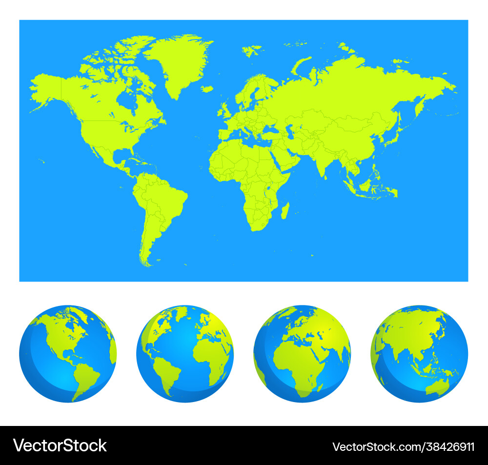 White 3d globes with world maps in same color White 3d globes with world maps in same color vector image