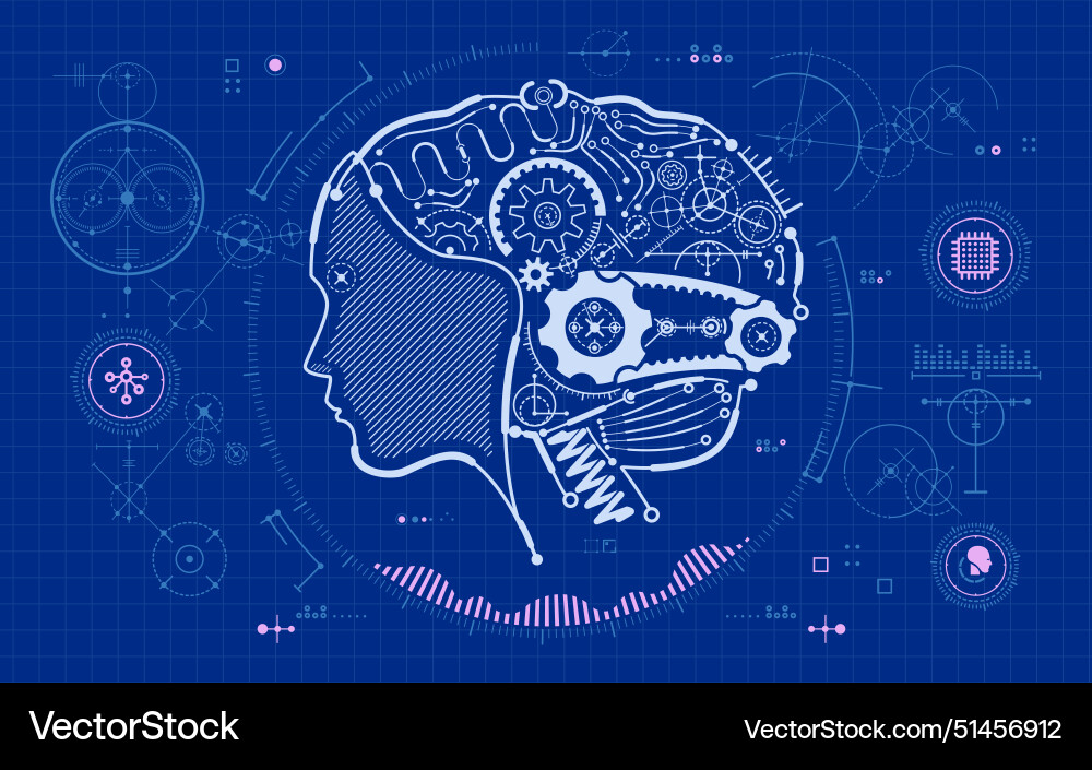 AI Blueprint Schematic Vector Image