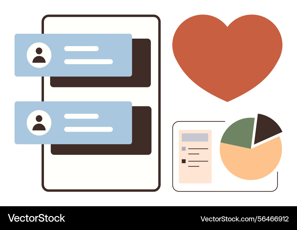 Communication and analytics with heart element vector image