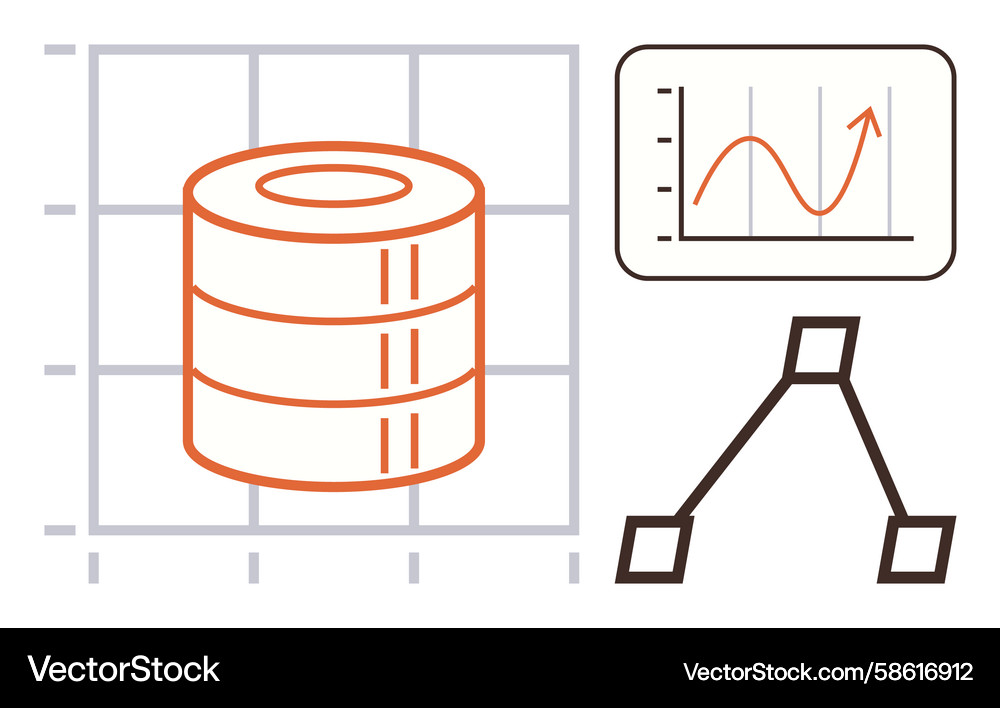 Data storage analytics and process flow Vector Image