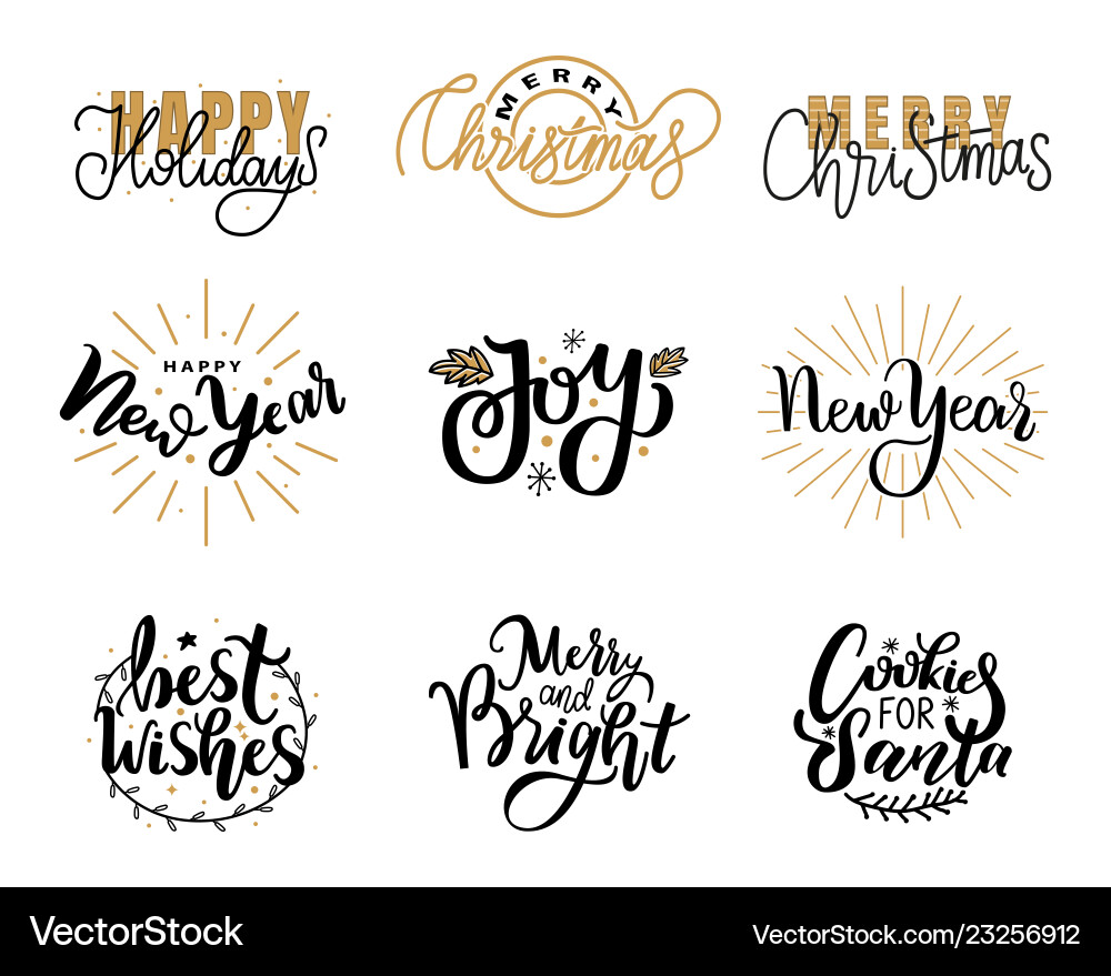 Happy holidays lettering hand drawn doodle text Happy holidays lettering hand drawn doodle text vector image