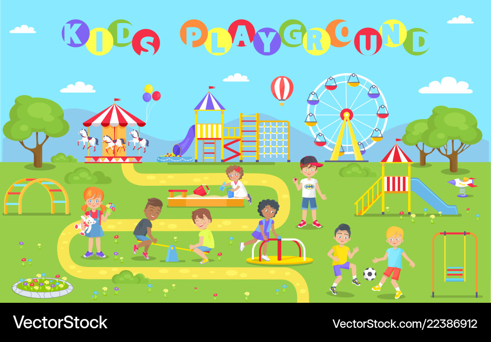 Kids playground park poster vector image