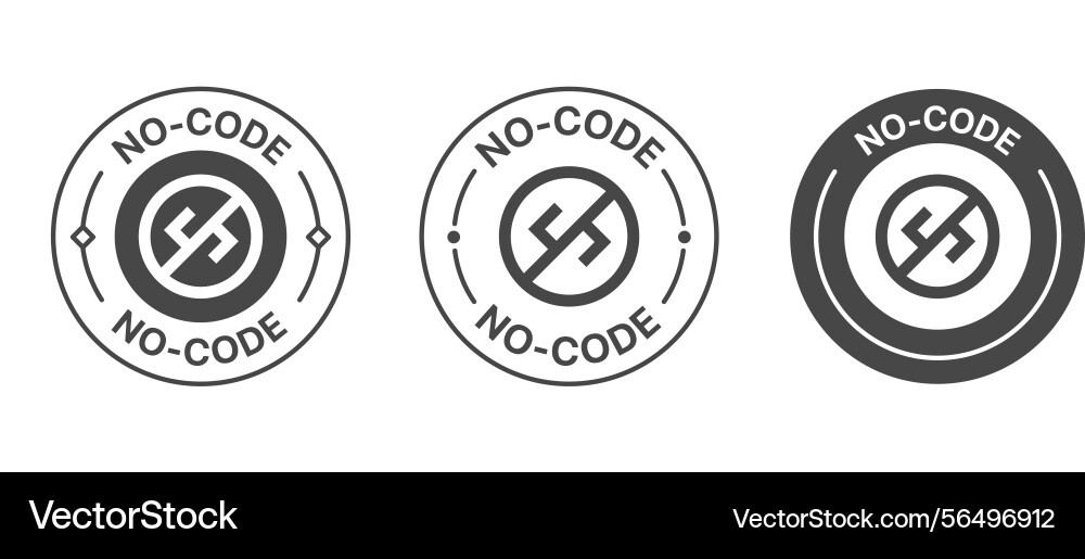 No code badge icons with no-code symbol No code badge icons with no-code symbol vector image