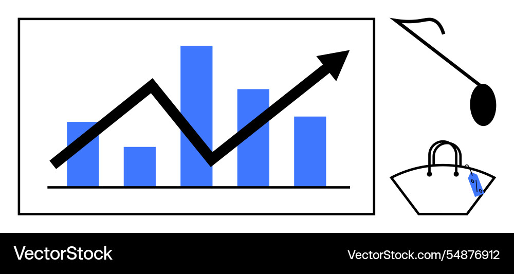 Shopping profitability trends with upward graph Shopping profitability trends with upward graph vector image