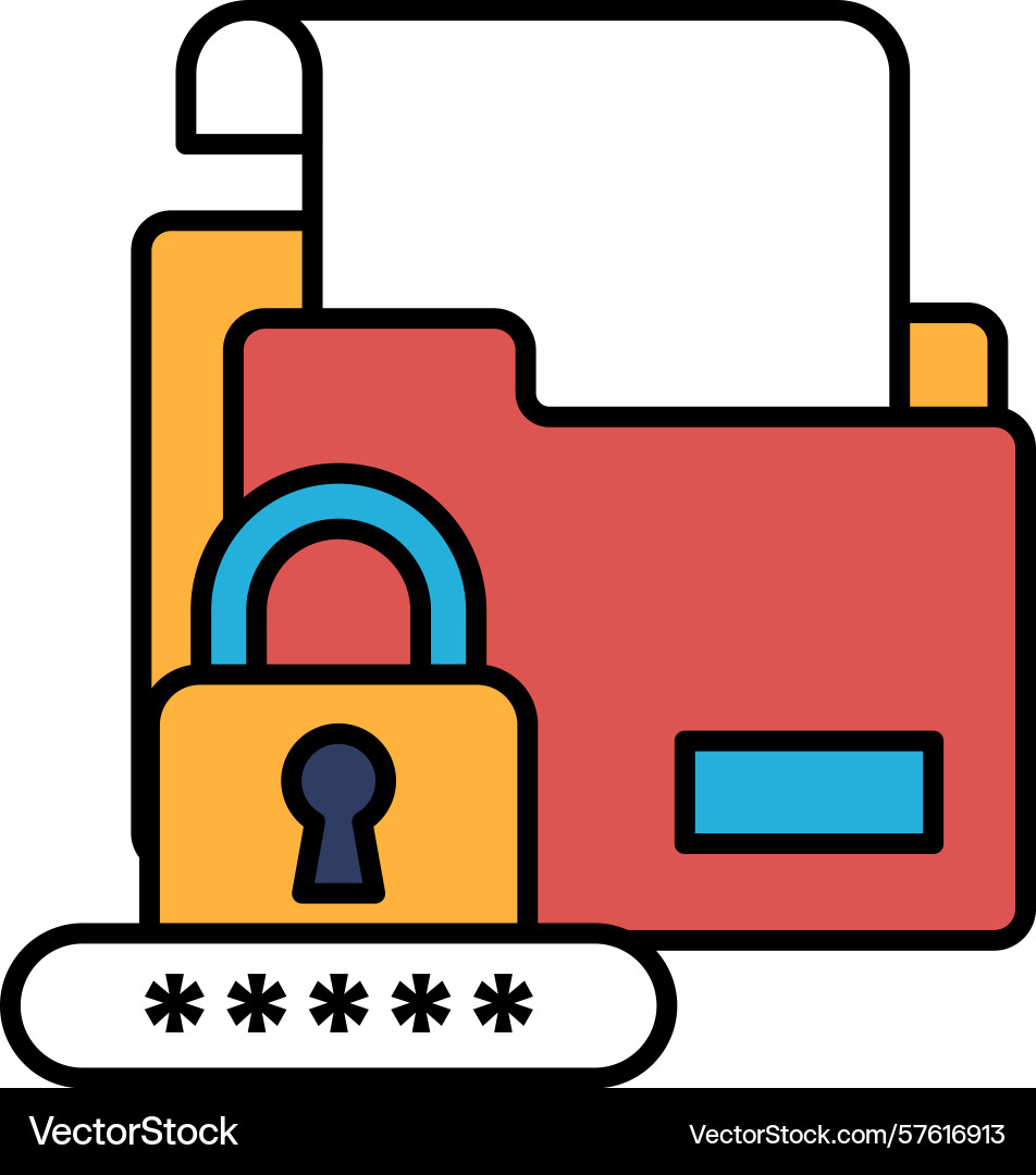 A red folder with lock Vector Image