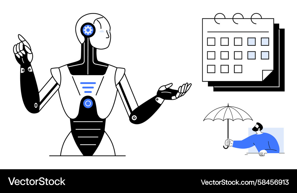 AI Robot for Task Management Vector Image