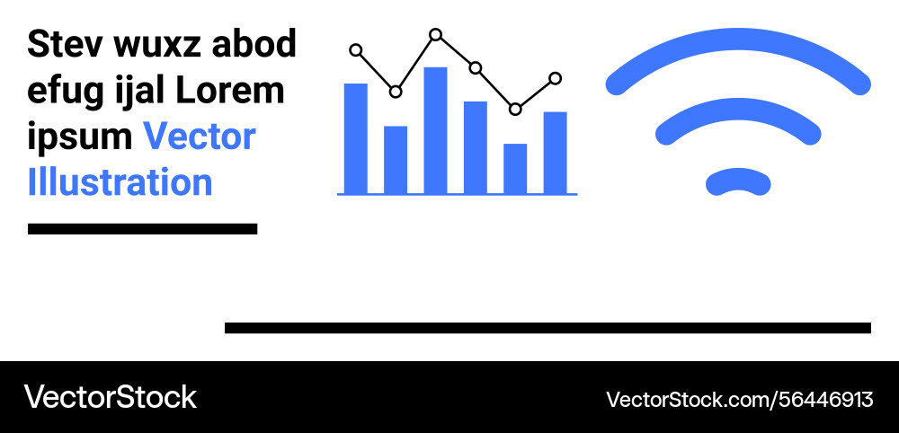 Bar chart with line graph and wireless signal icon Vector Image