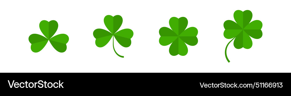 Flat shamrock icons set clover three and four Flat shamrock icons set clover three and four vector image