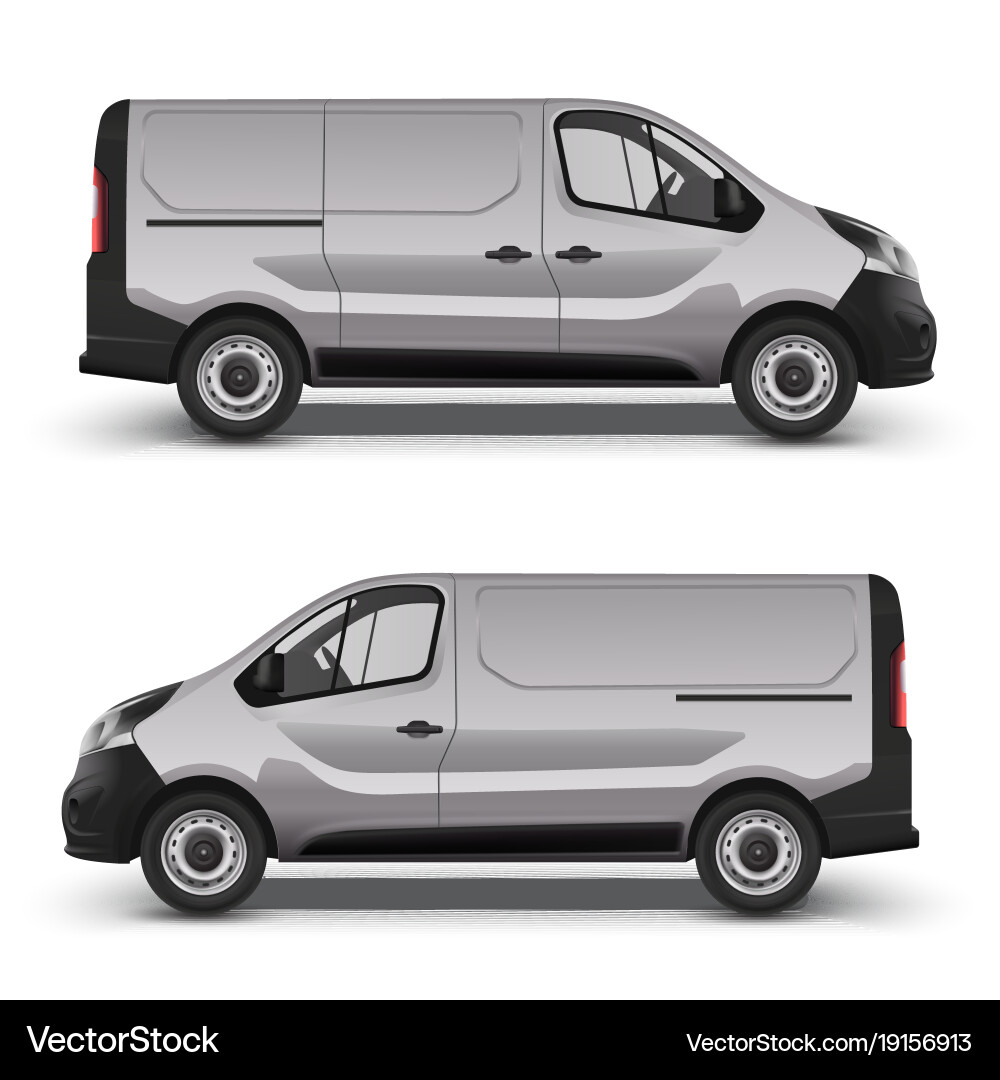 Gray minivan right and left side view vector image