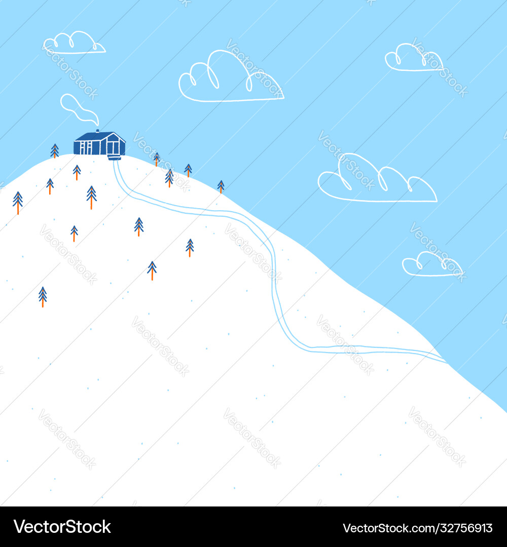 Holzhütte auf einem verschneiten Waldhügel Winter Holzhütte auf einem verschneiten Waldhügel Winter vektorbild