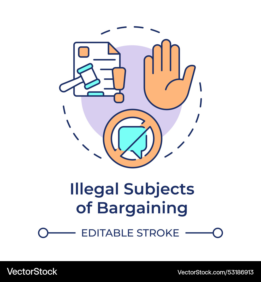 Illegal subjects of bargaining multi color Vector Image