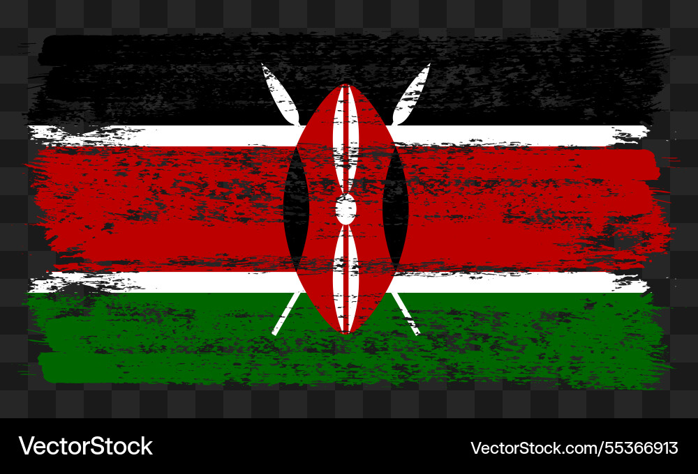 Kenya flag in grunge style Vector Image