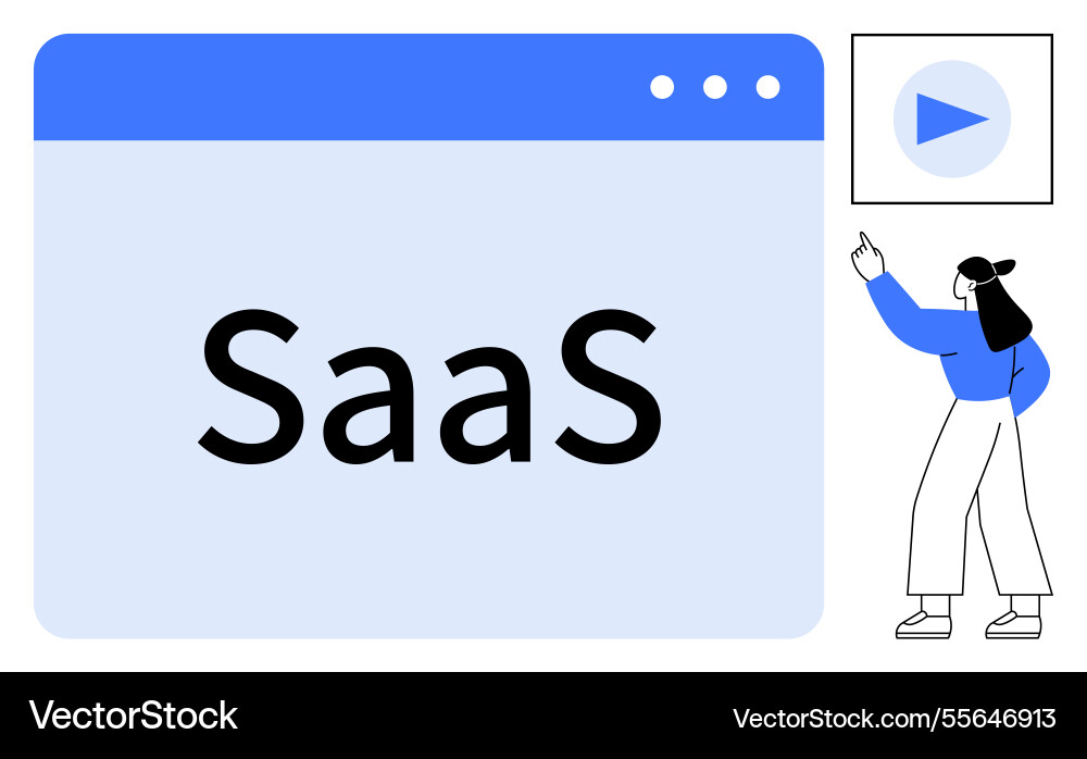 Saas platform concept with browser window and user Saas platform concept with browser window and user vector image