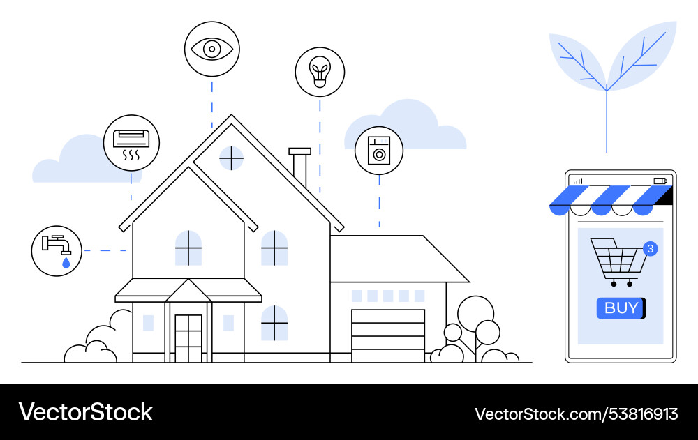 Smart home automation with mobile app integration vector image