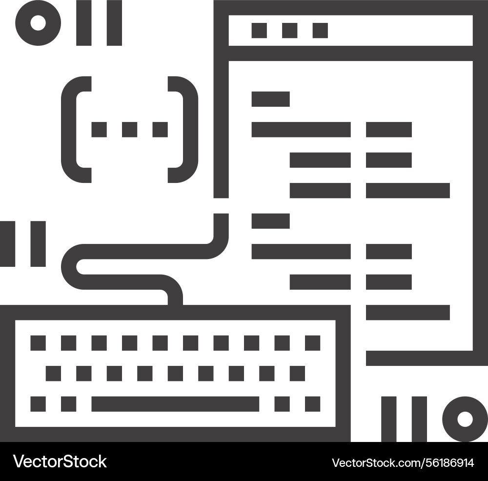 Coding flat line web icon Coding flat line web icon vector image