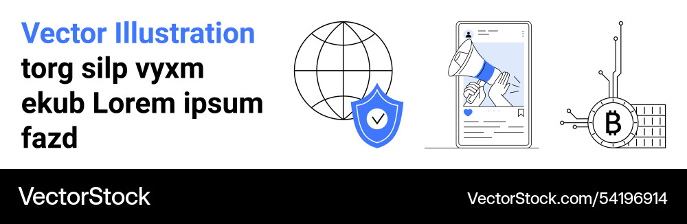 Digital marketing cybersecurity and blockchain Digital marketing cybersecurity and blockchain Vector Image
