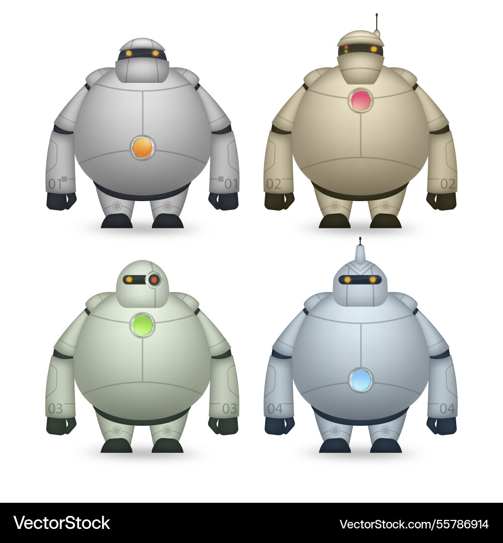 Realistic robot character collection Vector Image