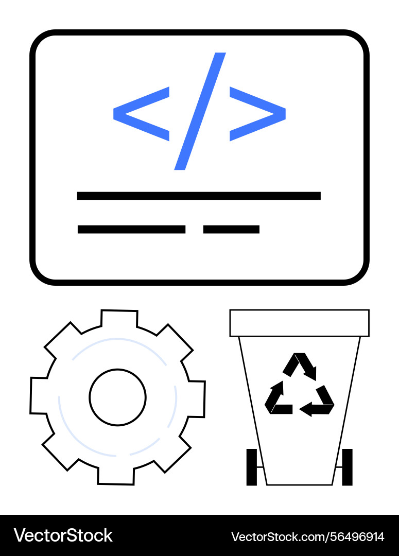 Web development process with code symbol gear Web development process with code symbol gear vector image
