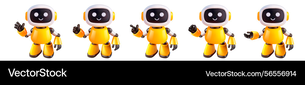 Yellow and white robots in various poses Yellow and white robots in various poses vector image