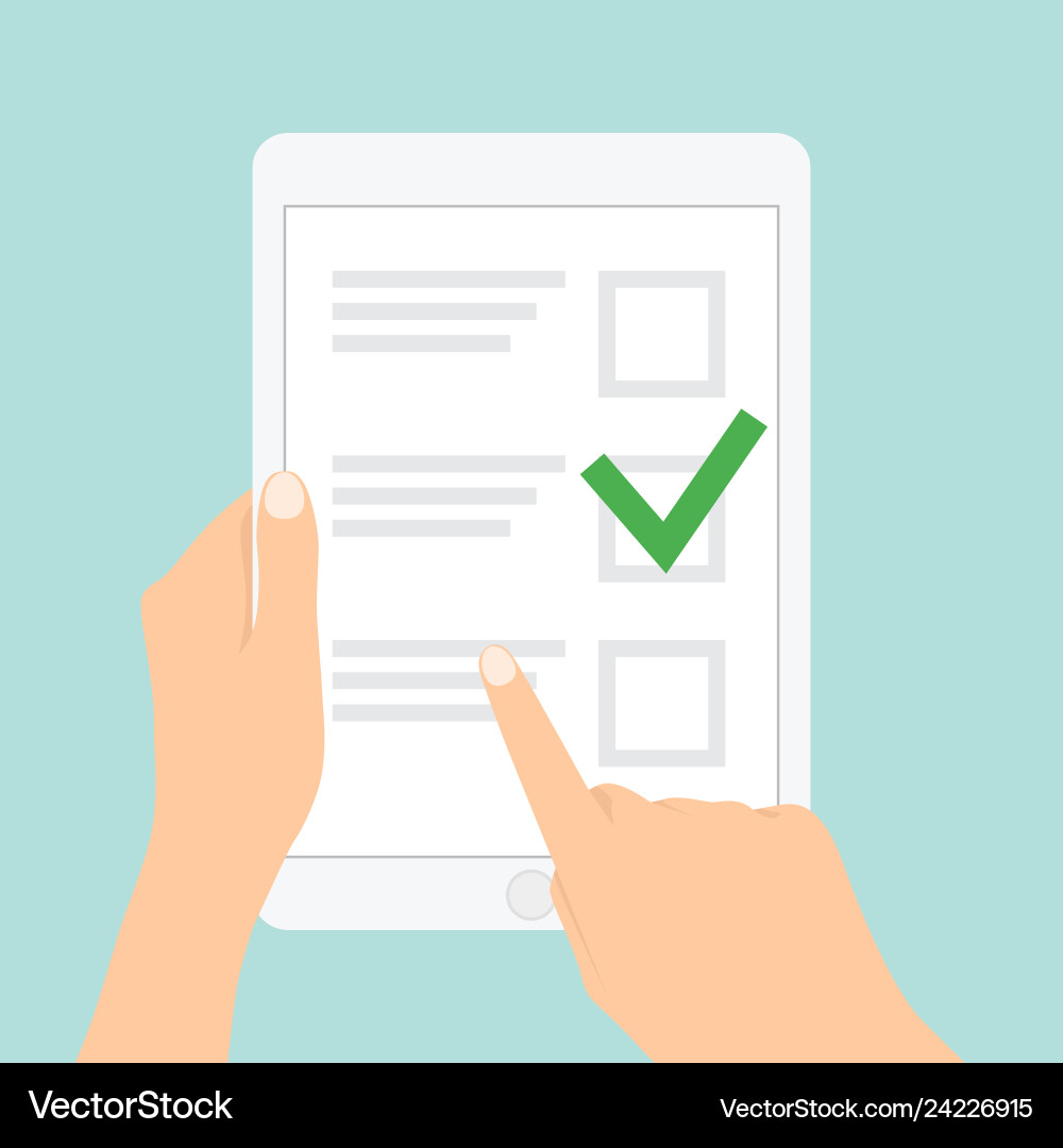 Computer tablet with checklist on screen Computer tablet with checklist on screen vector image