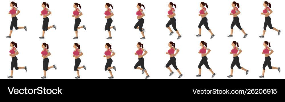 Girl run cycle animation sequence loop vector image