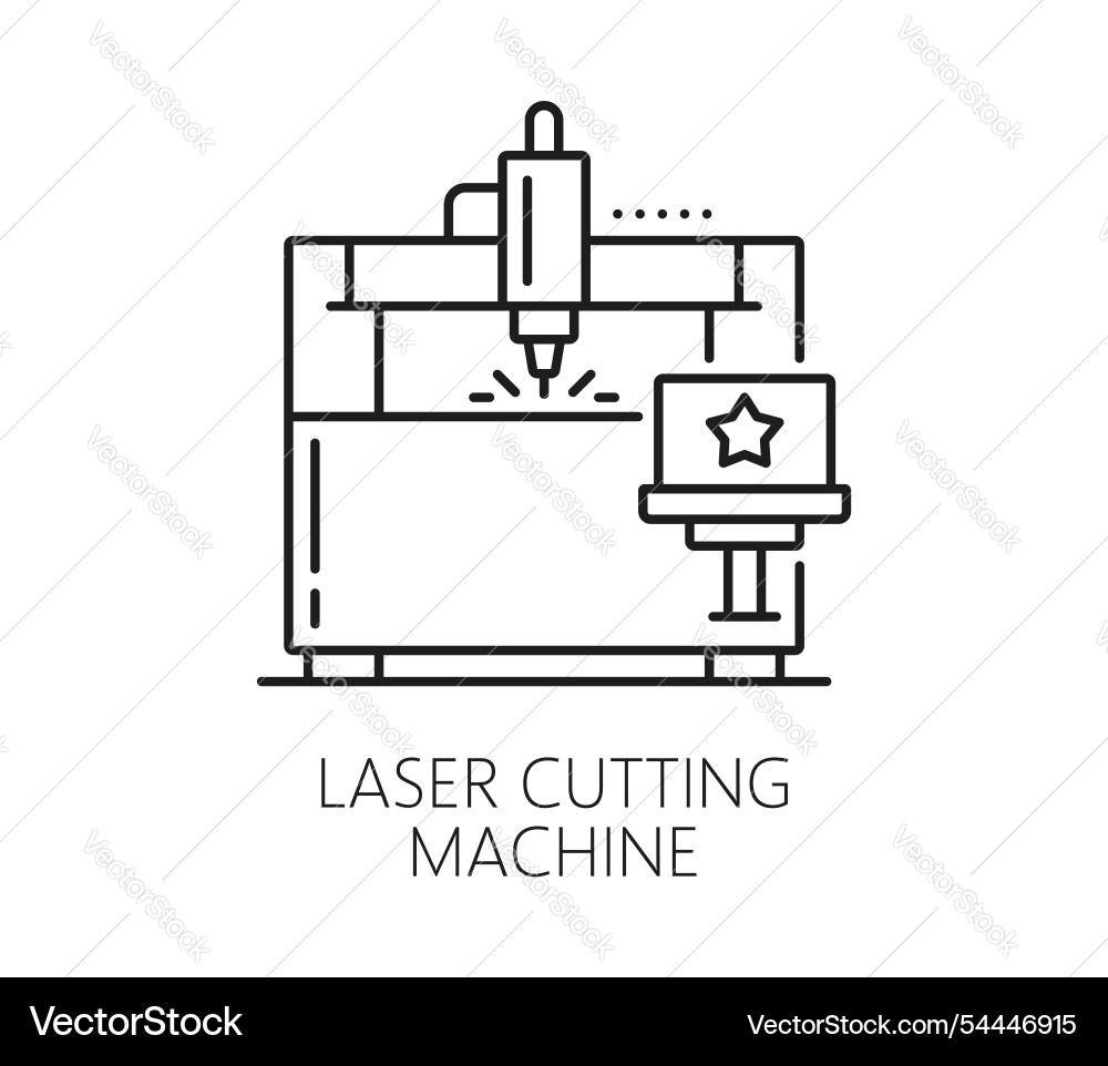 Laser cutting machine equipment thin line icon Laser cutting machine equipment thin line icon vector image