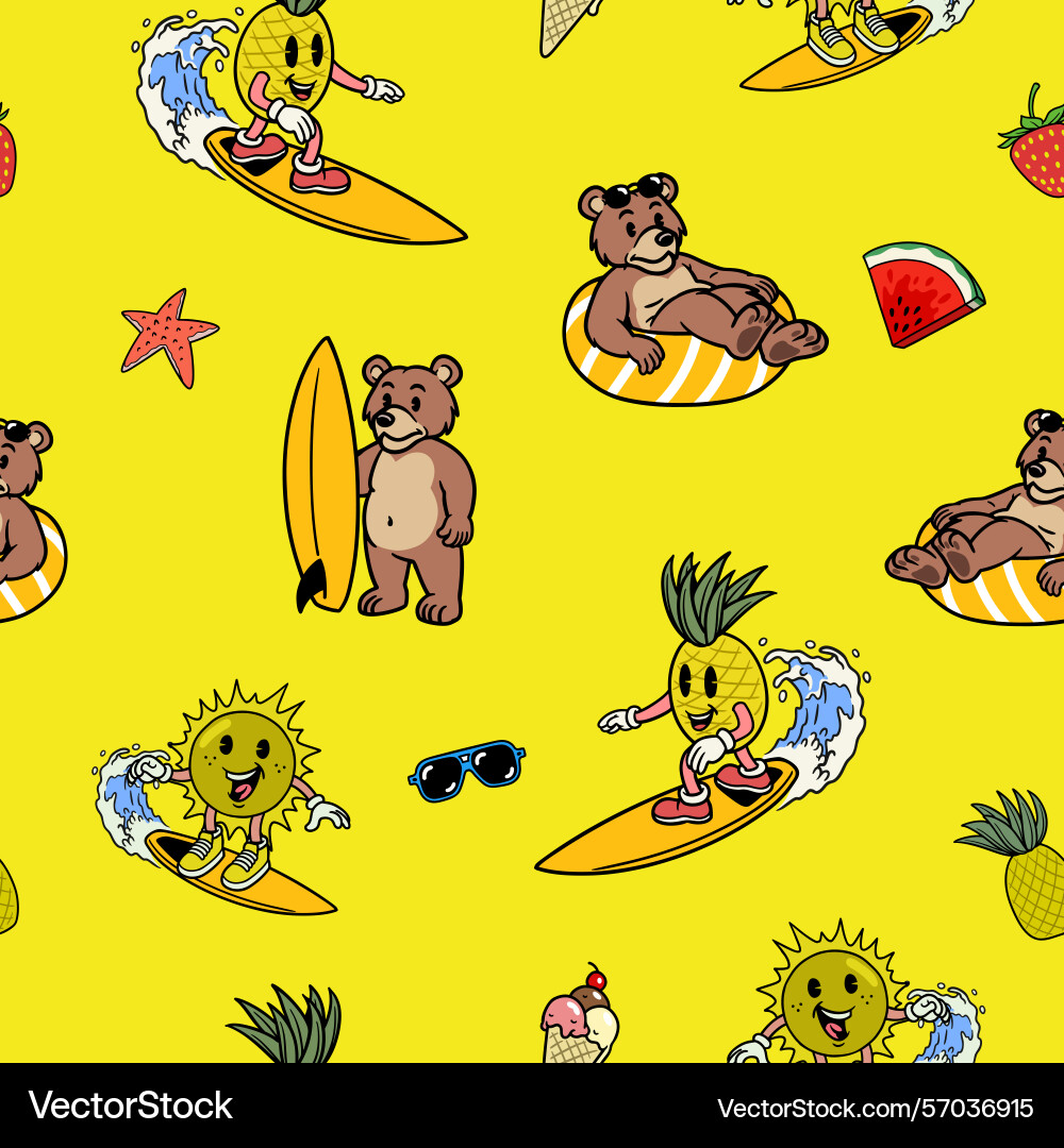 Seamless pattern of retro summer element design vector image
