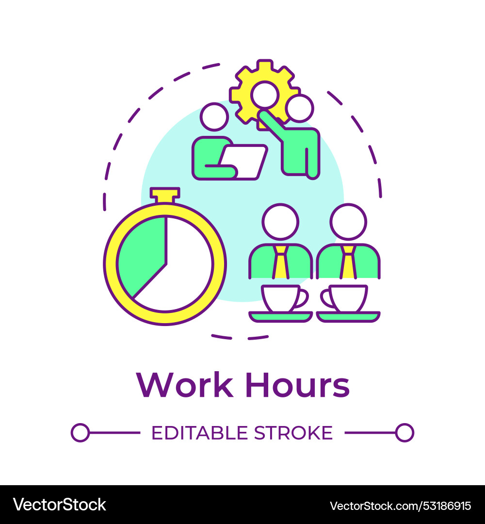 Work hours multi color concept icon Work hours multi color concept icon vector image