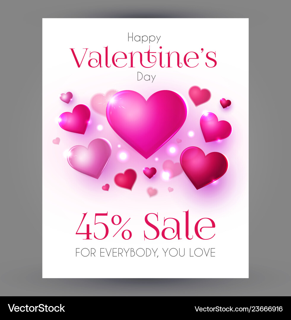 Happy valentine s day design template with glossy Happy valentine s day design template with glossy vector image