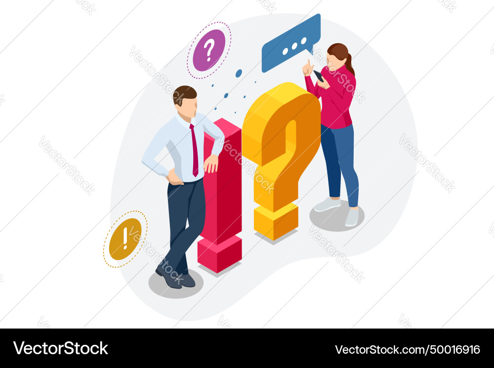 Isometric question marks message box vector image