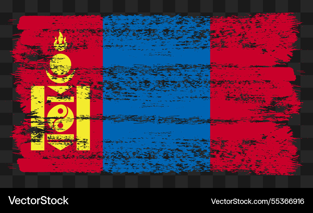 Mongolia flag in grunge style Mongolia flag in grunge style vector image