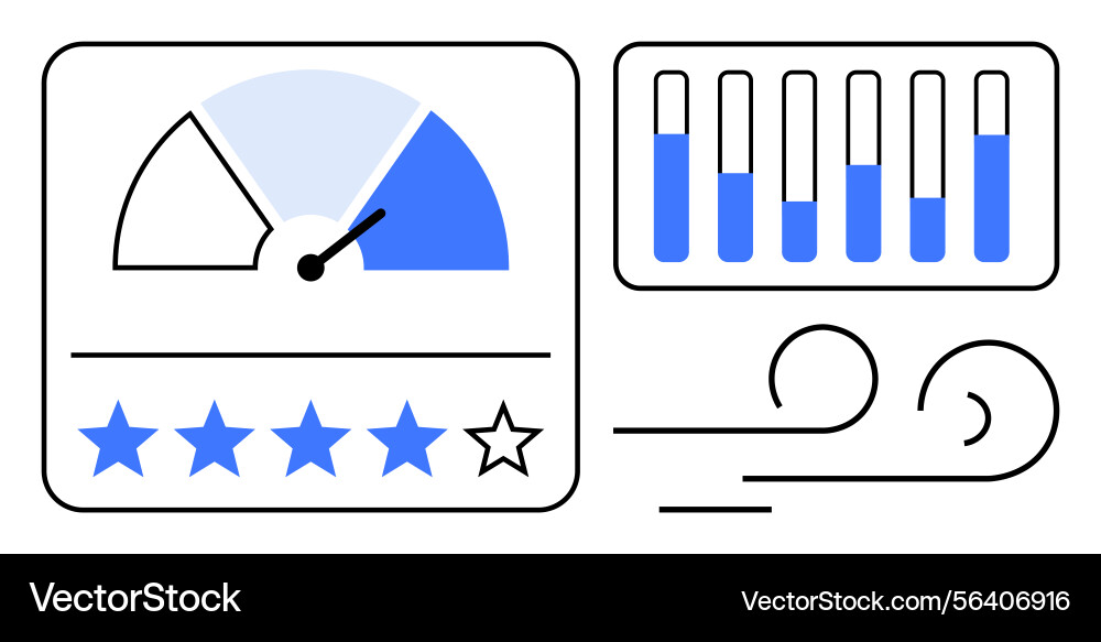 Performance metrics display featuring rating scale Performance metrics display featuring rating scale vector image