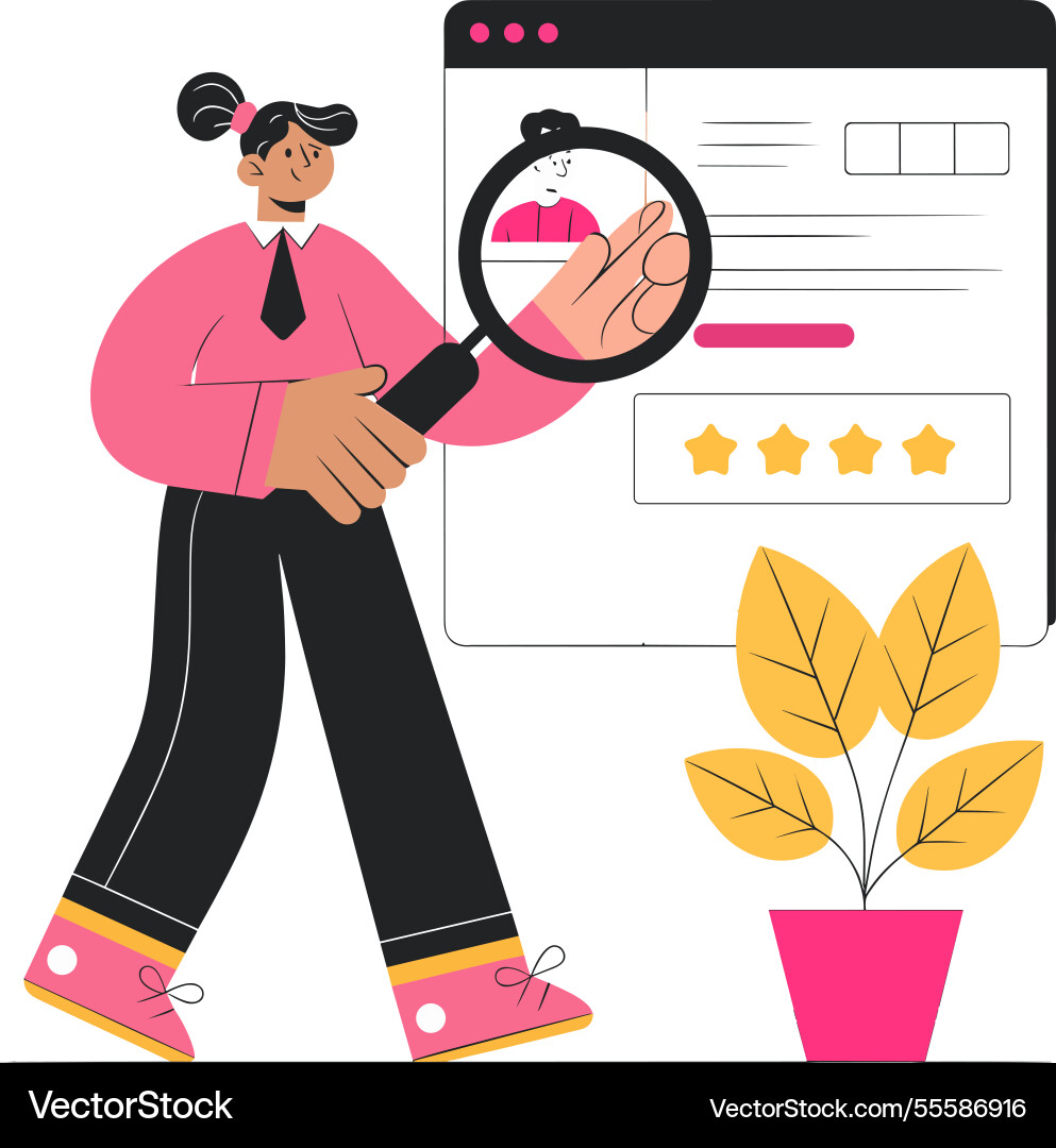 Printcharacter analyzing document on computer Vector Image