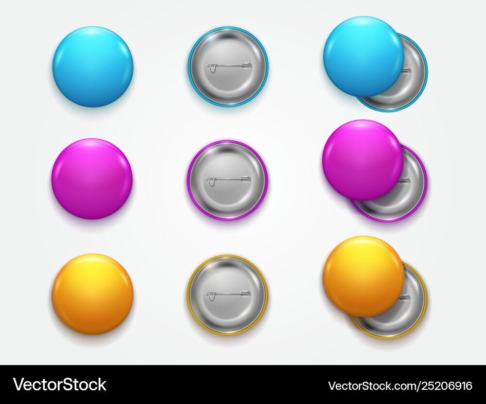 Realistic 3d empty color blank circle button badge Realistic 3d empty color blank circle button badge vector image