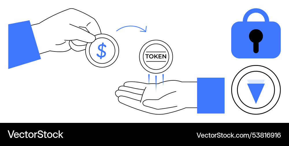 Token exchange and security concept in modern Token exchange and security concept in modern vector image